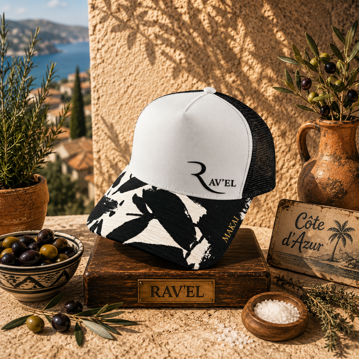 Black And White: Casquette noire/blanche Trucker premium en édition limitée collab Makaĩ