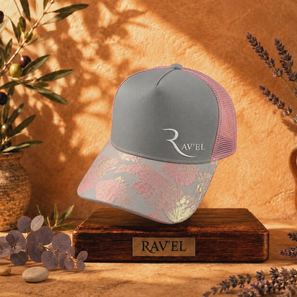 Rosa Luna: Casquette rose/grise Trucker premium en édition limitée collab Makaĩ