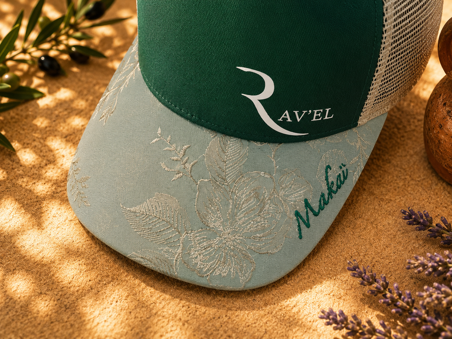 Palma Verde: Casquette verte/doré Trucker premium en édition limitée collab Makaĩ
