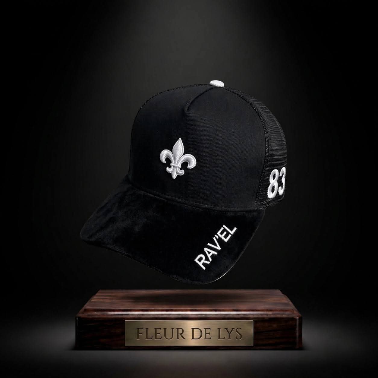 Casquette fleur de lys noire et blanche premium en édition limitée à 83 exemplaires
