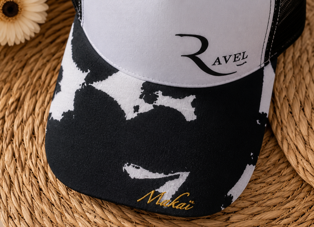 Black And White: Casquette noire/blanche Trucker premium en édition limitée collab Makaĩ