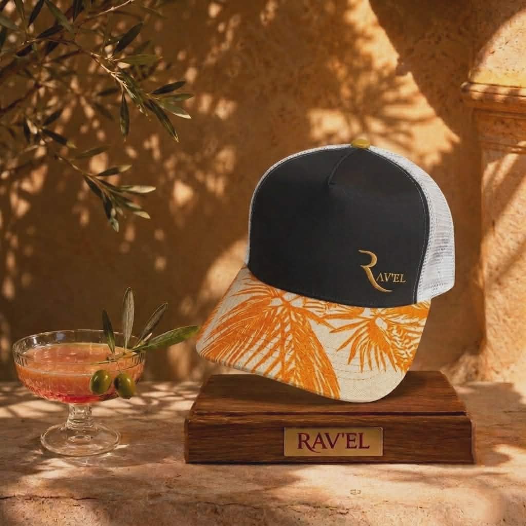 Palma Sunset: Casquette noire/orange/blanche Trucker premium en édition limitée collab Makaĩ