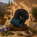 Lagon Bleu: Casquette noire/bleue-verte Trucker premium en édition limitée collab Makaĩ