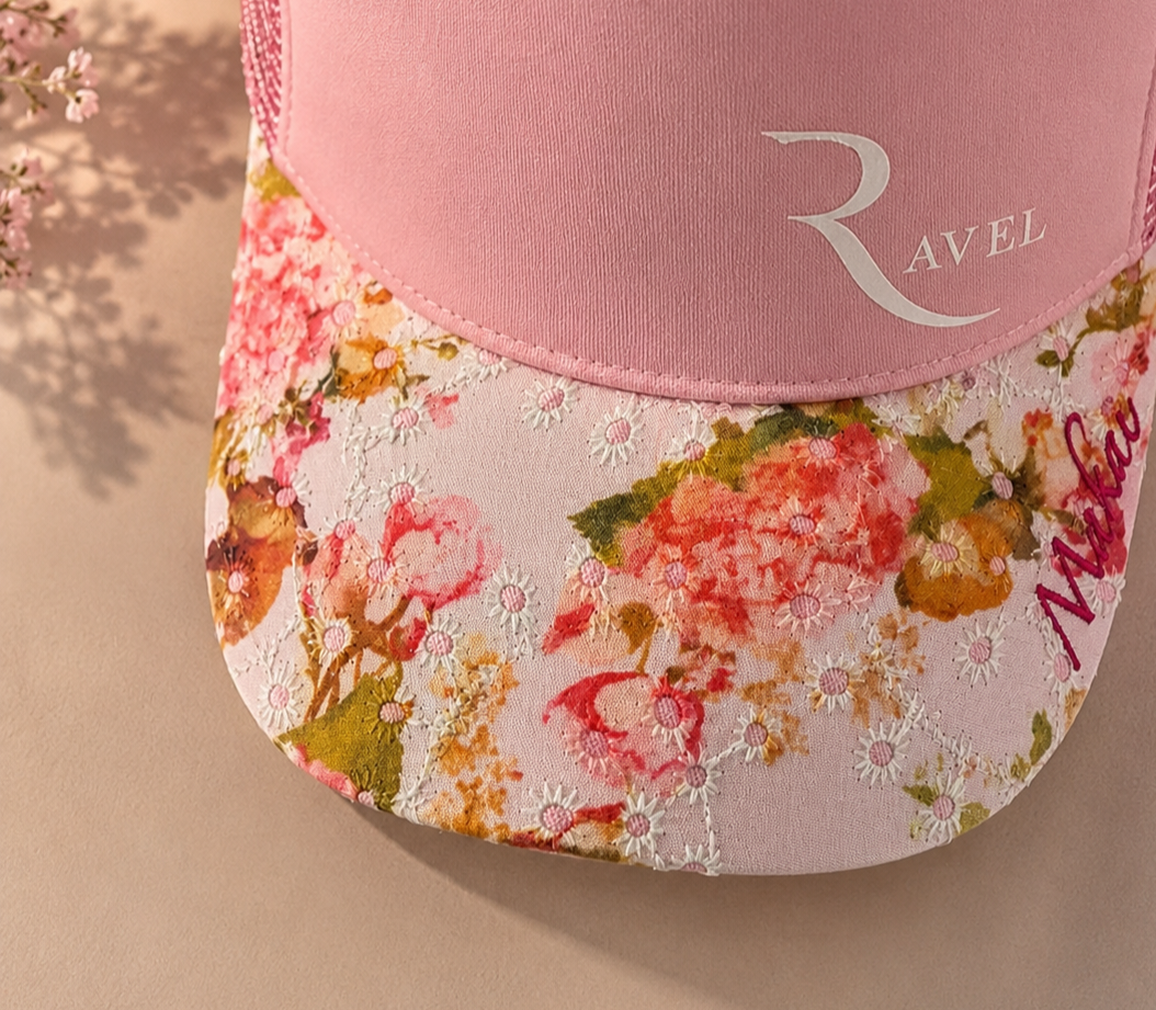 Rosabella: Casquette rose/grise Trucker premium en édition limitée collab Makaĩ