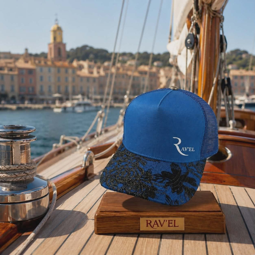 Blue Riviera: Casquette bleue Trucker premium en édition limitée collab Makaĩ