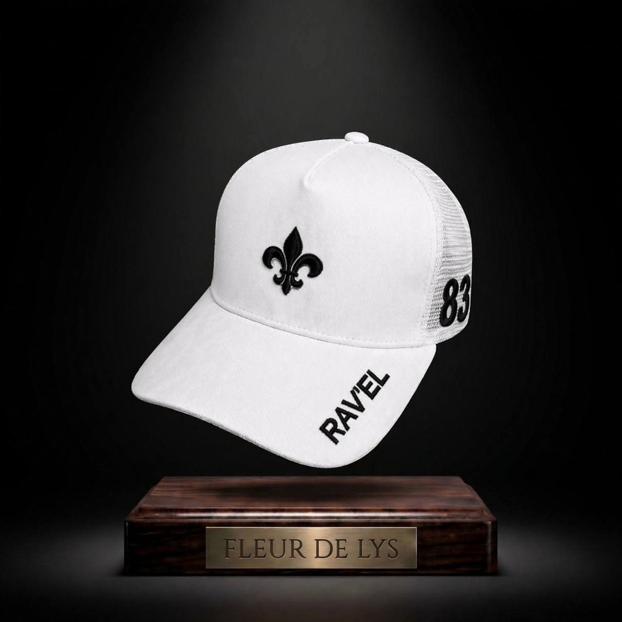 Casquette fleur de lys blanche et noire premium en édition limitée à 83 exemplaires