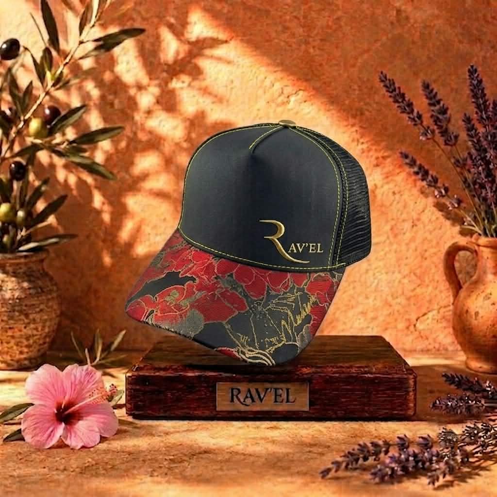 Casquette rouge/noire/doré Trucker premium en édition limitée collab Makaĩ