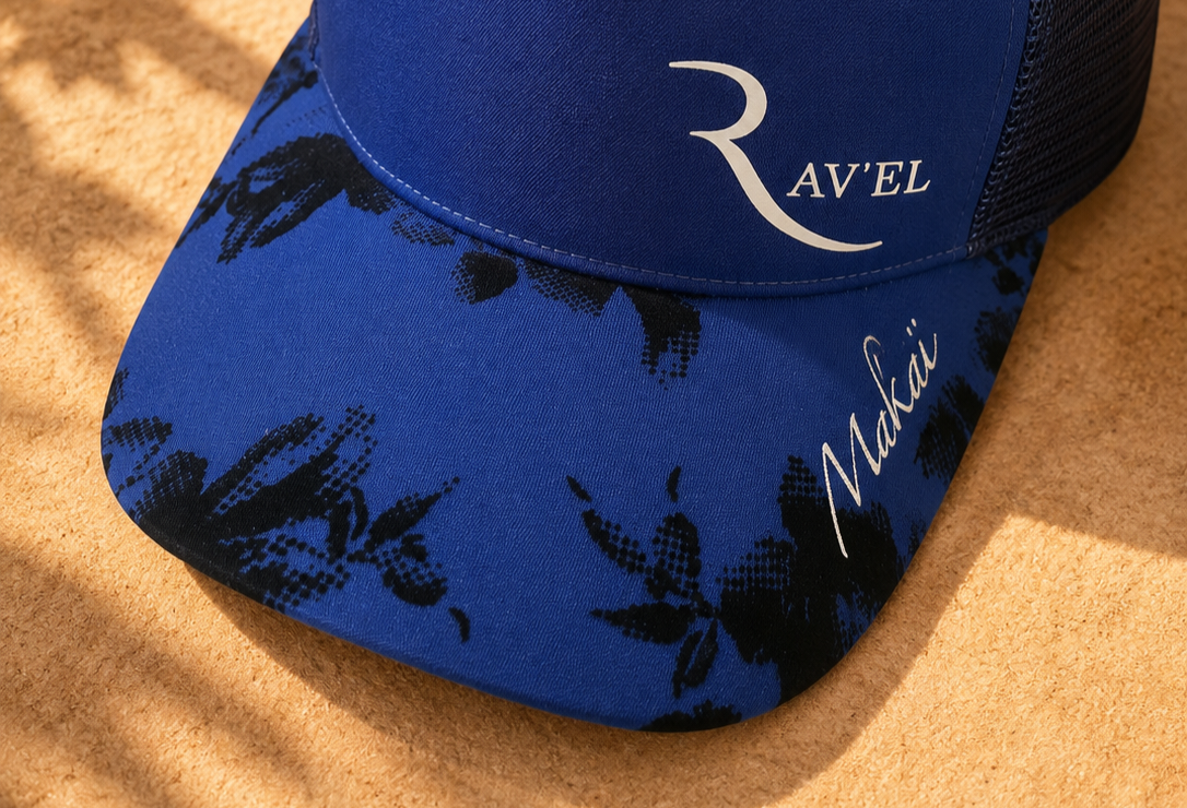 Blue Riviera: Casquette bleue Trucker premium en édition limitée collab Makaĩ