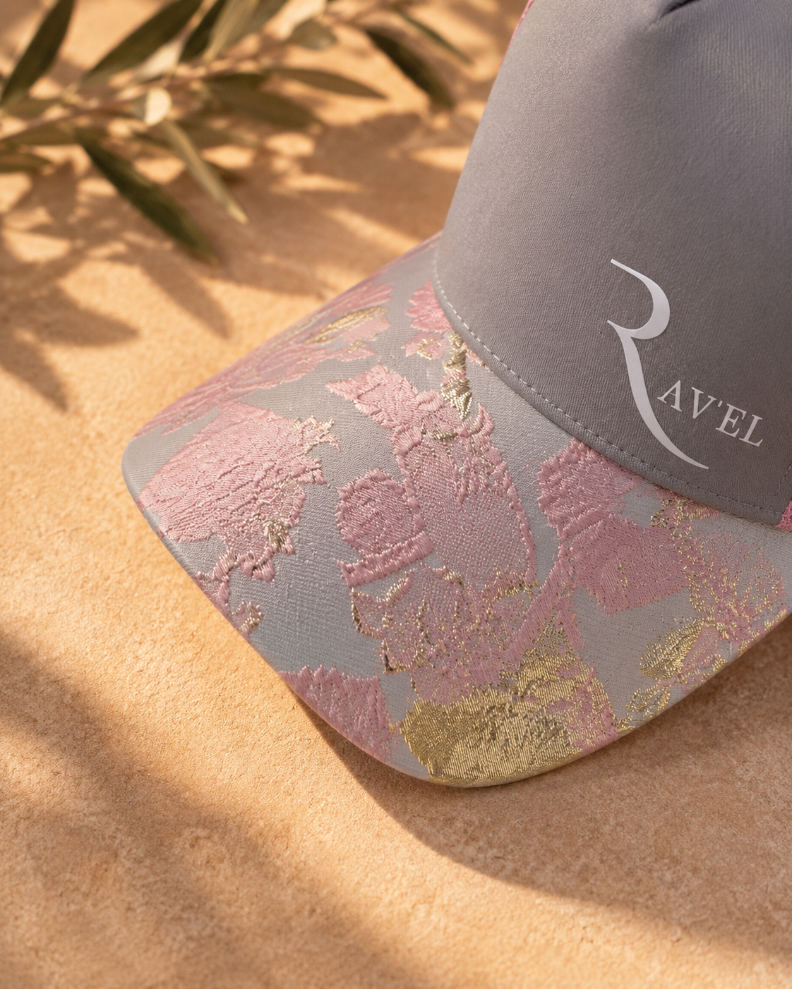 Rosa Luna: Casquette rose/grise Trucker premium en édition limitée collab Makaĩ
