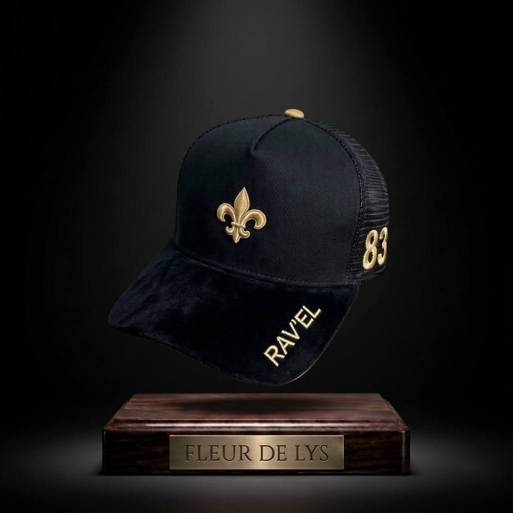 Casquette fleur de lys noire et doré premium en édition limitée à 83 exemplaires