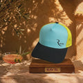 La Sportive: Casquette bleue/jaune/noire Trucker premium en édition limitée collab Makaĩ